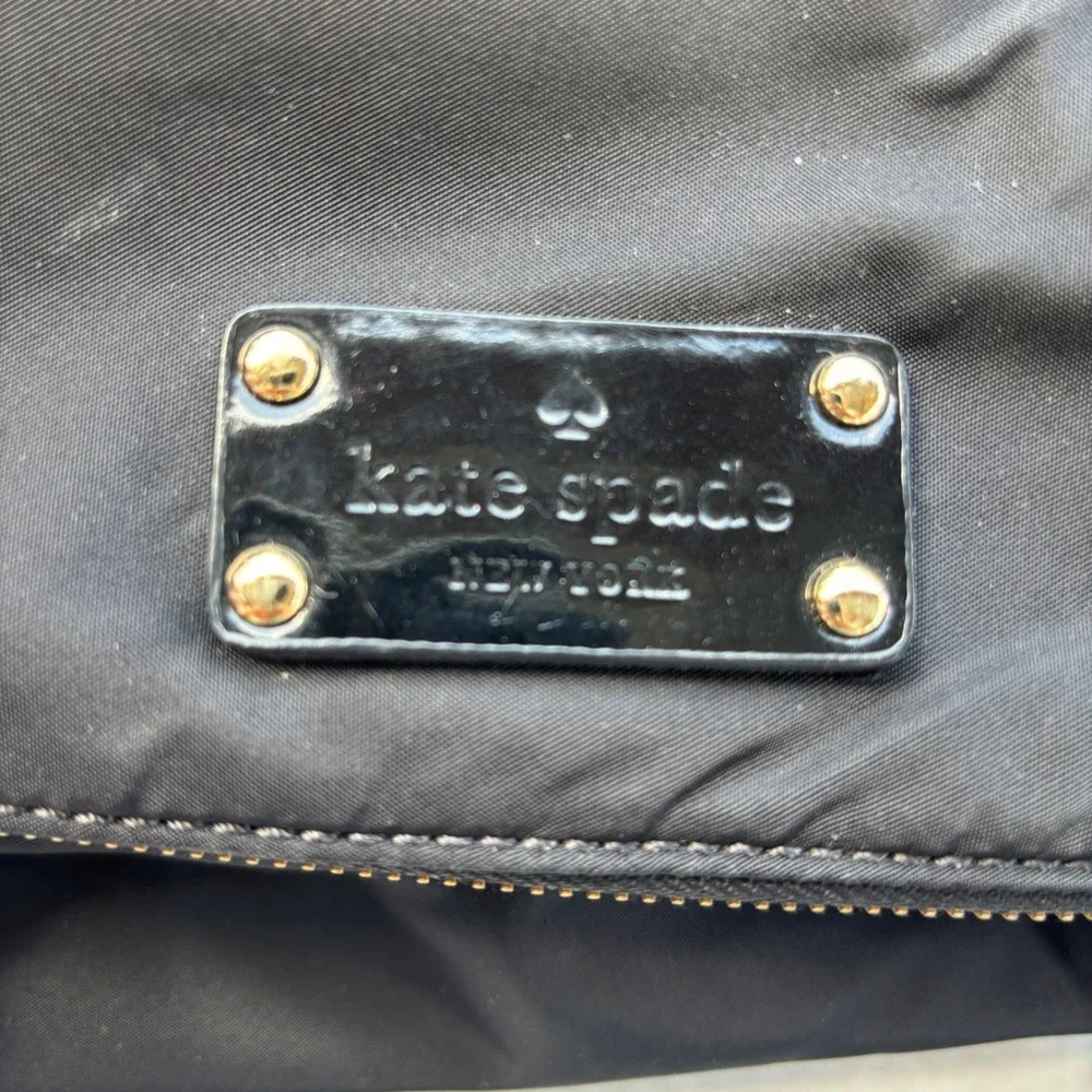 Kate Spade New York Black Nylon Carmen Leather Trim Shoulder Bag Crossbody Purse